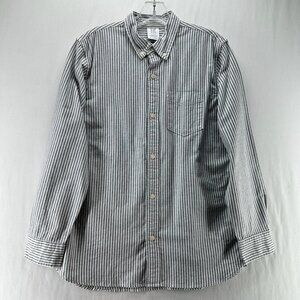 Gap Kids Oxford Shirt Boys 2XL Button Down Long Sleeve Stretch Stripe Gray White